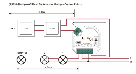 Universaldimmer DALI / Pushdim 1x200W LED SR-2303SAC-HP