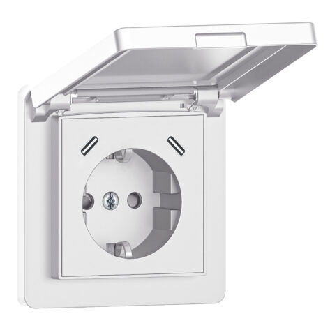 NP Innfelt Enkel Stikkontakt 2 x USB C Hvit IP44 Jord