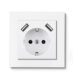 NP Innfelt Enkel Stikkontakt 2 x USB A Hvit Jord