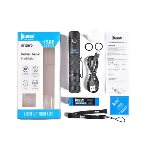 Wuben E12R Power Bank Lommelykt Sort - 1200 Lumen_8