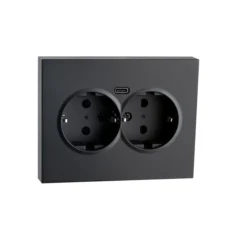 SG Stikkontakt Innfelt Dobbel 1.5 Jord USB-C Sort