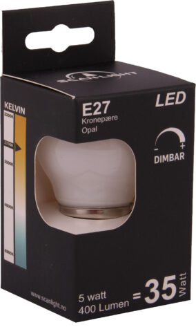 Filament LED Kronepære E27 5W 2700K Dimbar