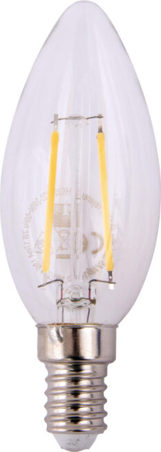 Filament LED Mignonpære E14 3W Klar 2700K (Tilsvarer 25W)