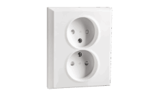 SG Dobbel Stikkontakt Innfelt uten Jord Hvit