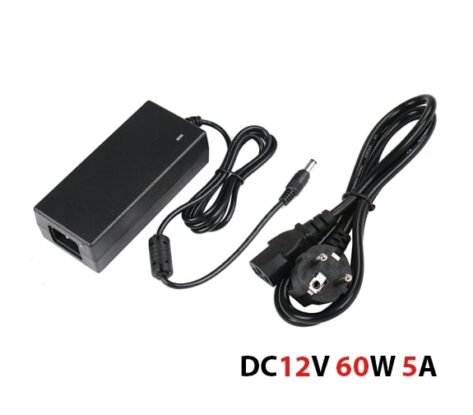220V-12V Strømforsyning LED 60W 5A Sort