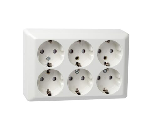 ELKO STIKKONTAKT 6-VEIS PÅVEGG JORD OG BARNEVERN RS1086 PT PH